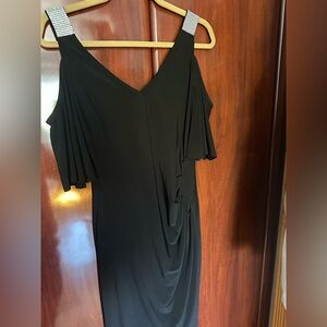 Onyx Nite Black open Shoulder sleeves Cocktail dress